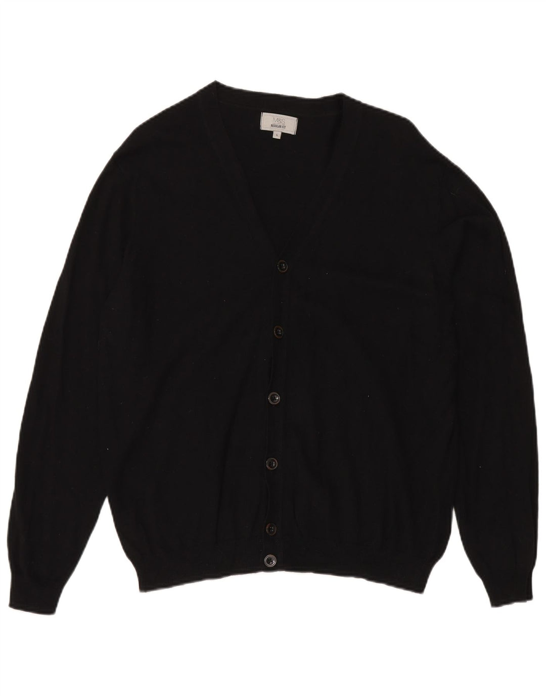 Marks & Spencer Herre Regular Fit Cardigan Sweater Stor Sort Bomuld