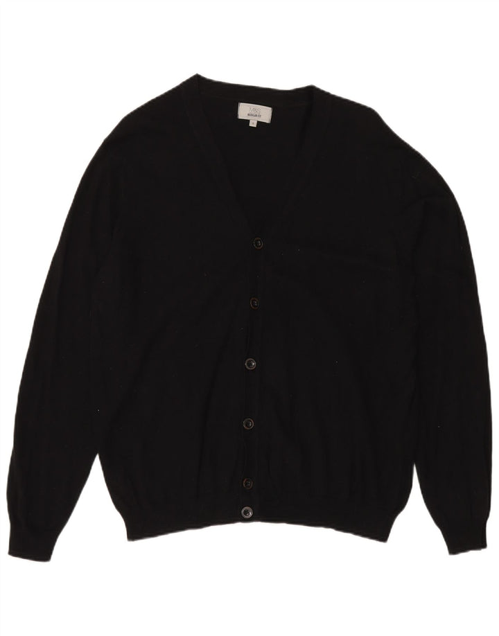 Marks & Spencer Herre Regular Fit Cardigan Sweater Stor Sort Bomuld