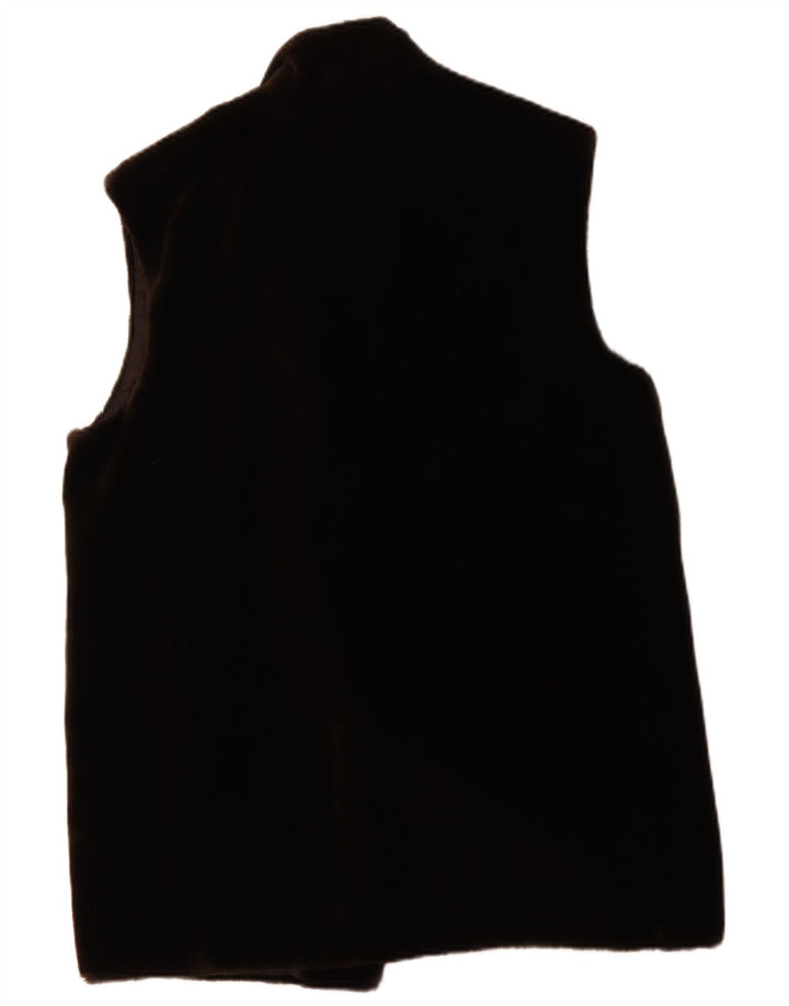 Vintage Dame Oversized Faux Fur Gilet EU 38 Medium Brown Polyacrylic