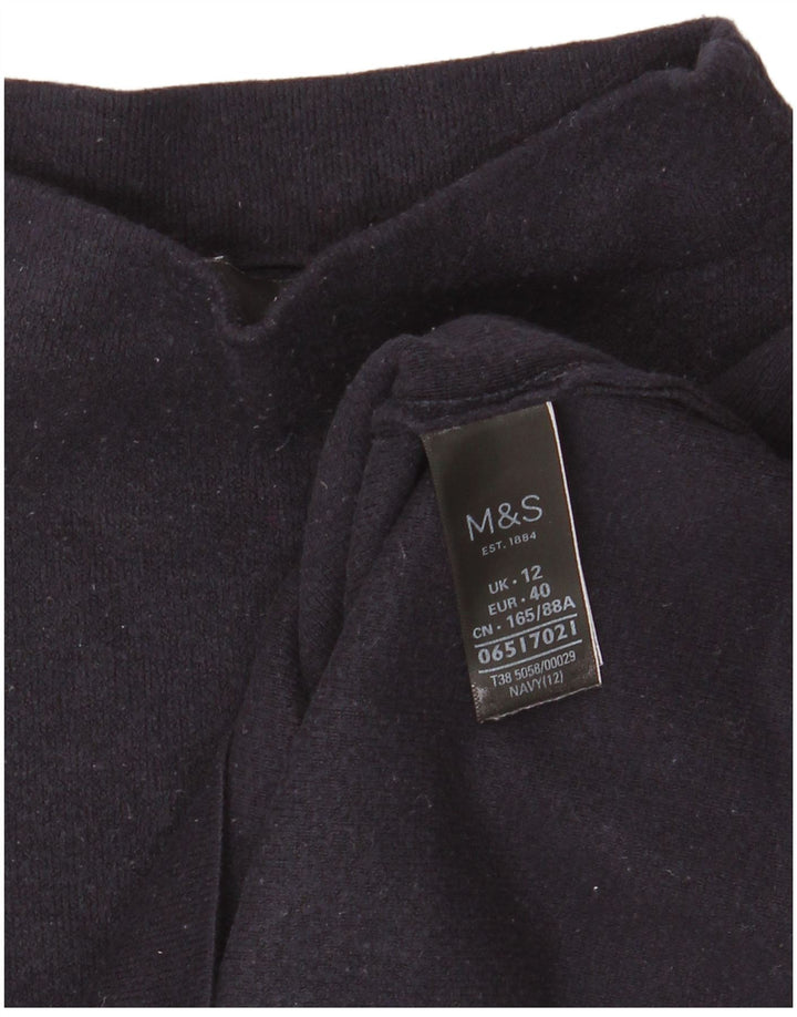 Marks & Spencer Dametop Langærmet UK 12 Medium Navy Blue Viscose