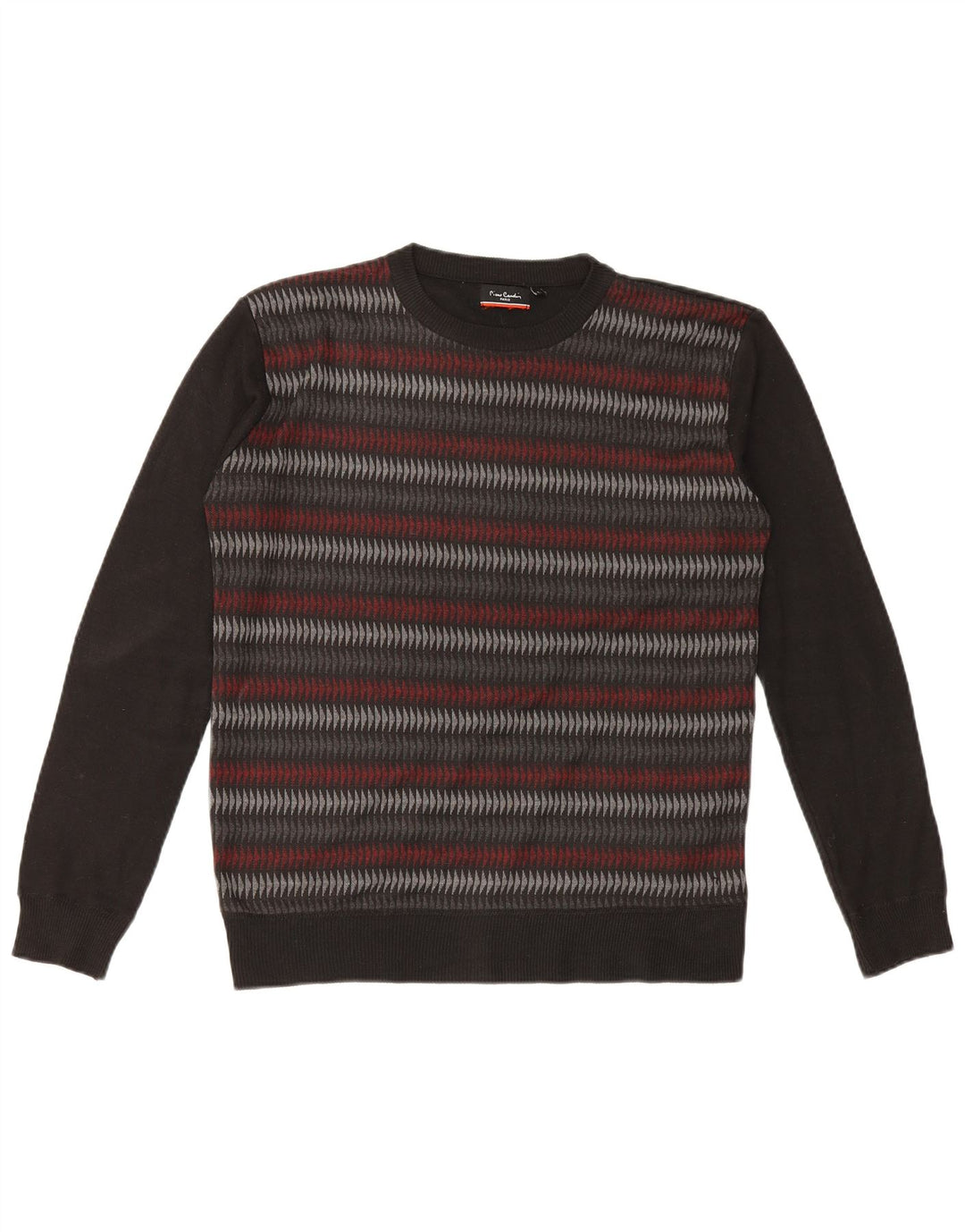 Pierre Cardin Herre rund hals sweater stor sort geometrisk polyester