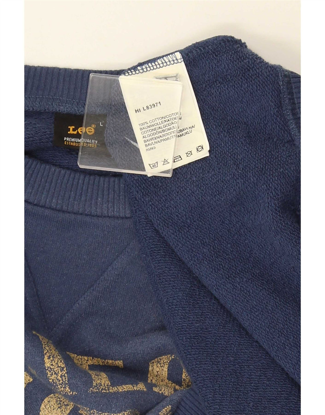 Lee Herre grafisk sweatshirt jumper stor marineblå bomuld