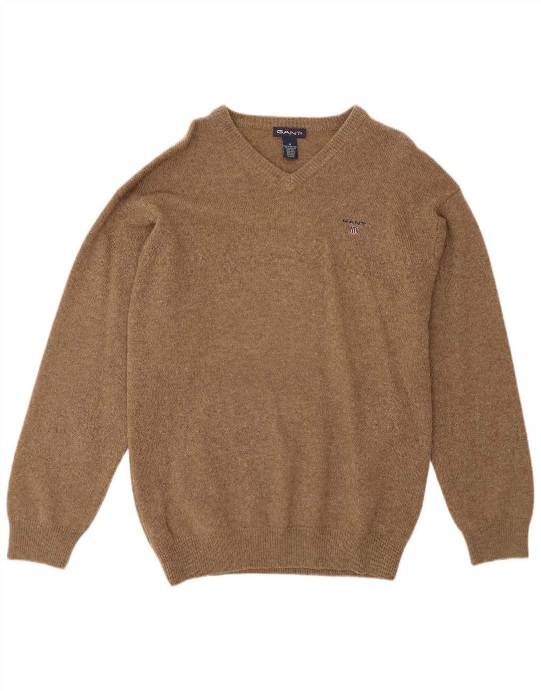 Gant Herre V-hals sweater Medium Brun Flecked Lammeuld