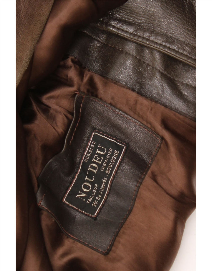 Vintage herre læderjakke UK 42 XL brunt læder