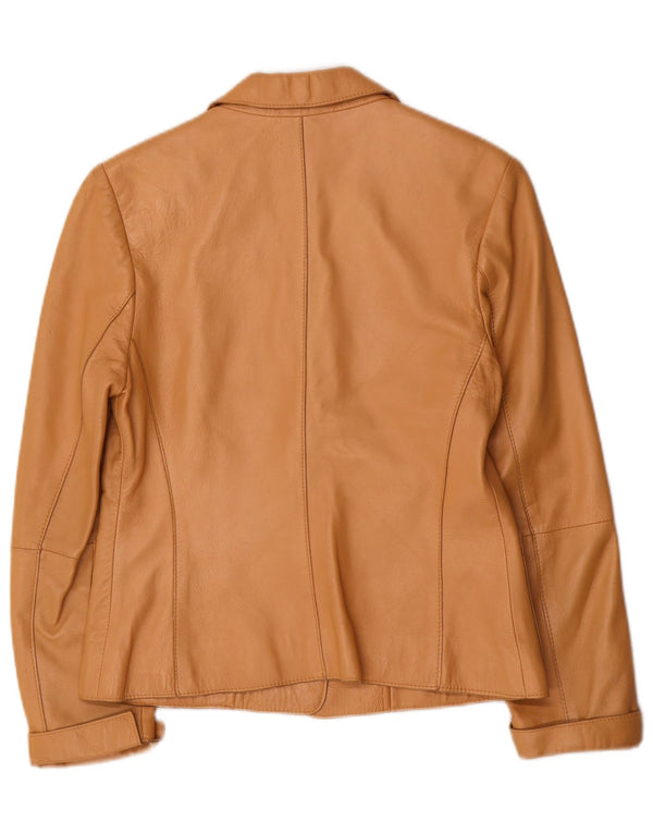 Jake's Dame 2-knaps Læder Blazer Jacket UK 10 Small Beige Læder