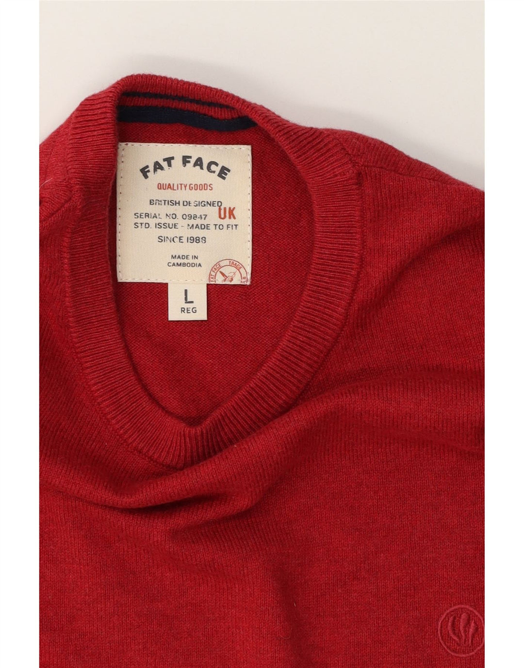 FAT FACE Mens Crew Neck Jumper Sweater Large Red Cotton Vintage Fat Face and Second-Hand Fat Face from Messina Hembry 