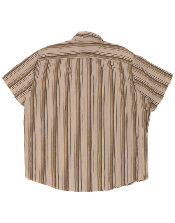 Camel Active Herre moderne pasform kortærmet skjorte XL beige stribet bomuld