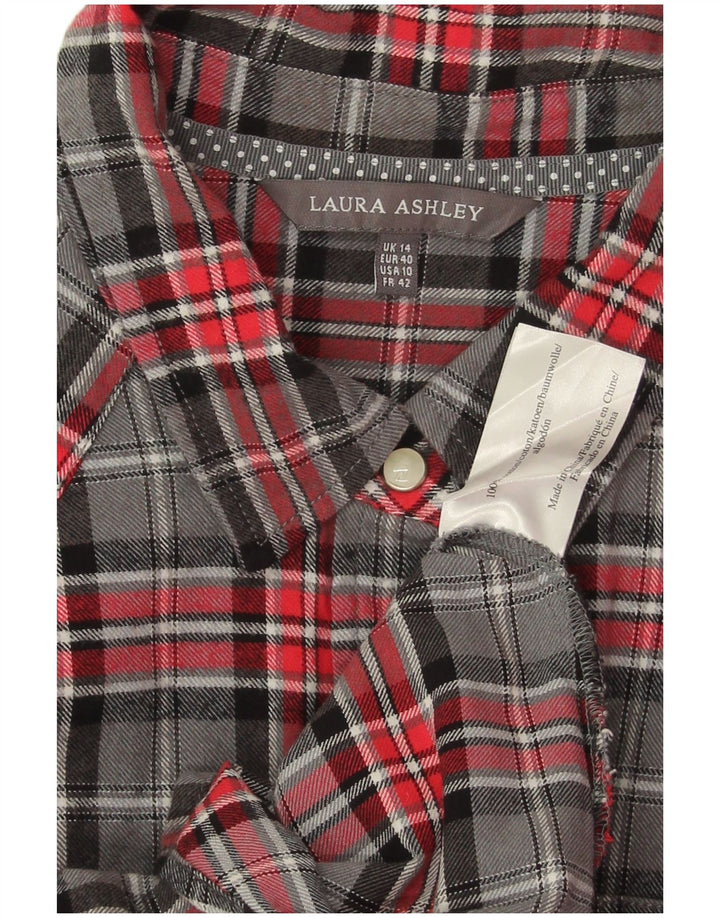 Laura Ashley Dame Flanelskjorte UK 14 Stor Grå Ternet Bomuld