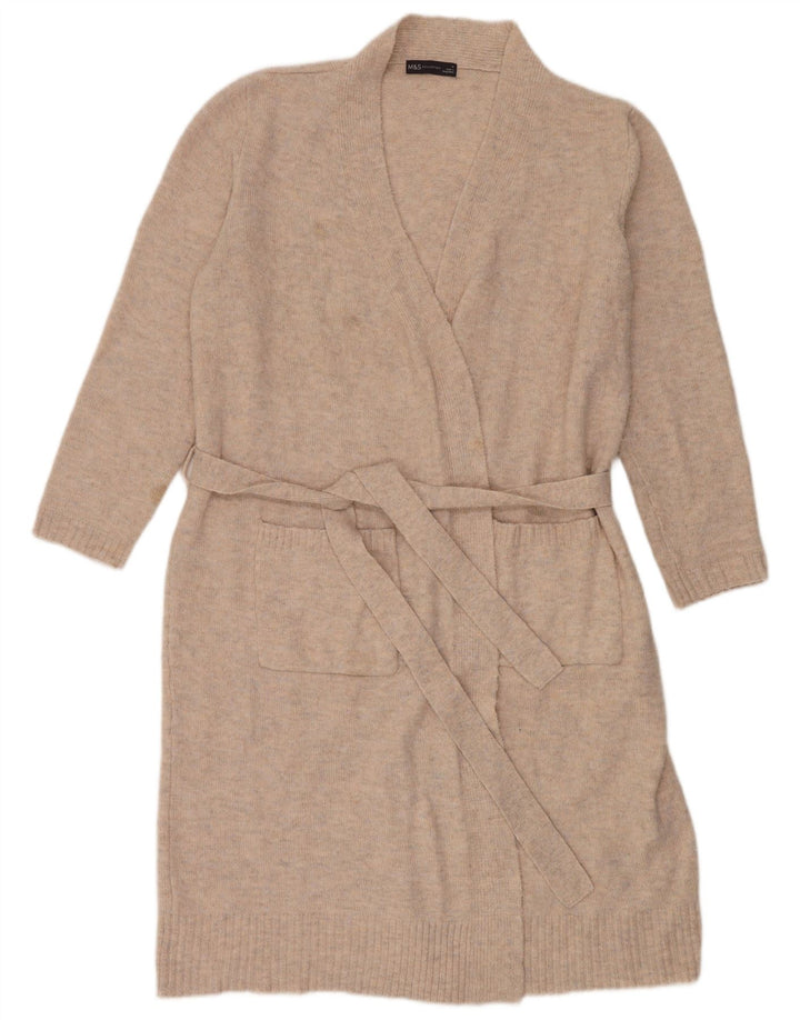 Marks & Spencer Dame Longline Cardigan Sweater UK 14 Medium Beige