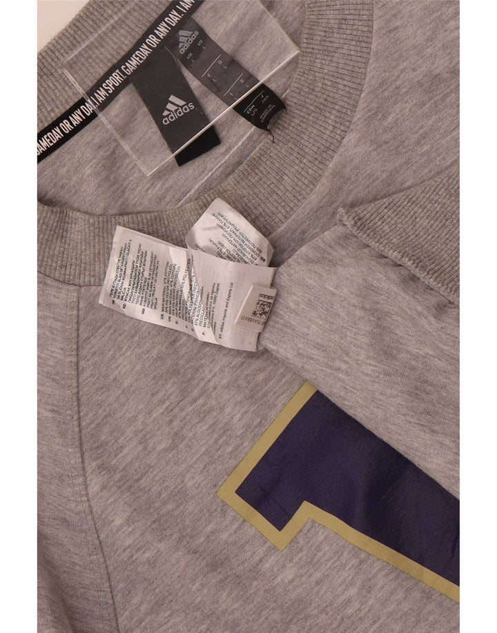 Adidas Herre Washington Huskies Grafisk Sweatshirt Jumper Stor Grå Bomuld