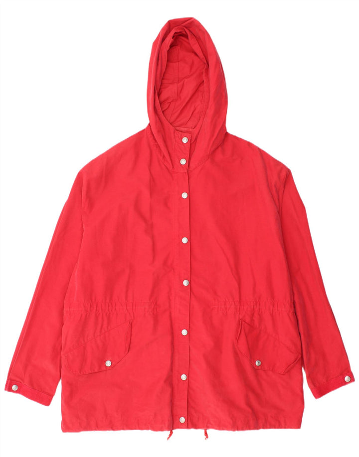 BENETTON Womens Hooded Oversized Windbreaker Jacket IT 42 Medium Red