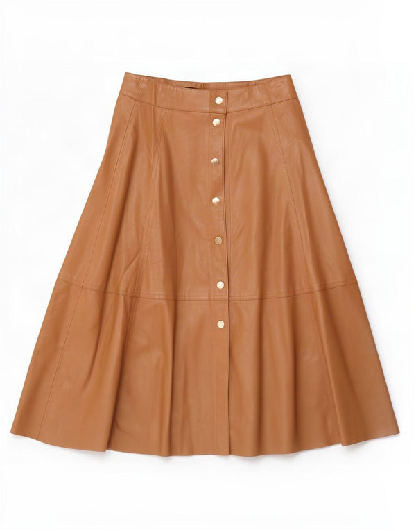 Zara Womens Faux Leather A-Line Skirt XS W26 Brown Polyester