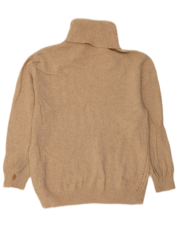 Zara Dame Crop Roll Neck Jumper Sweater UK 12 Medium Beige Bomuld