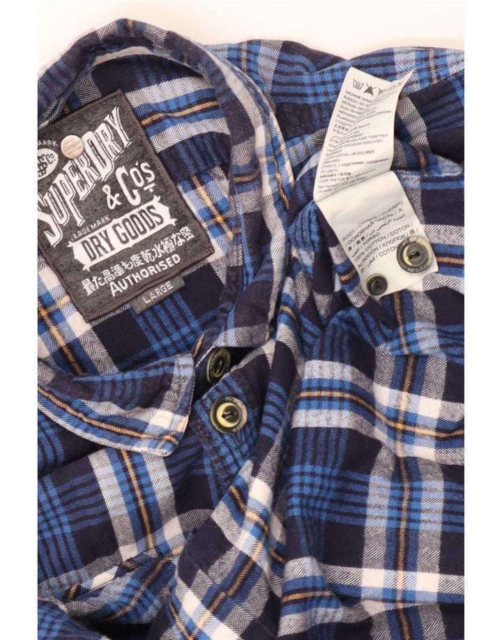 Superdry Flanelskjorte til mænd Stor marineblå ternet bomuld
