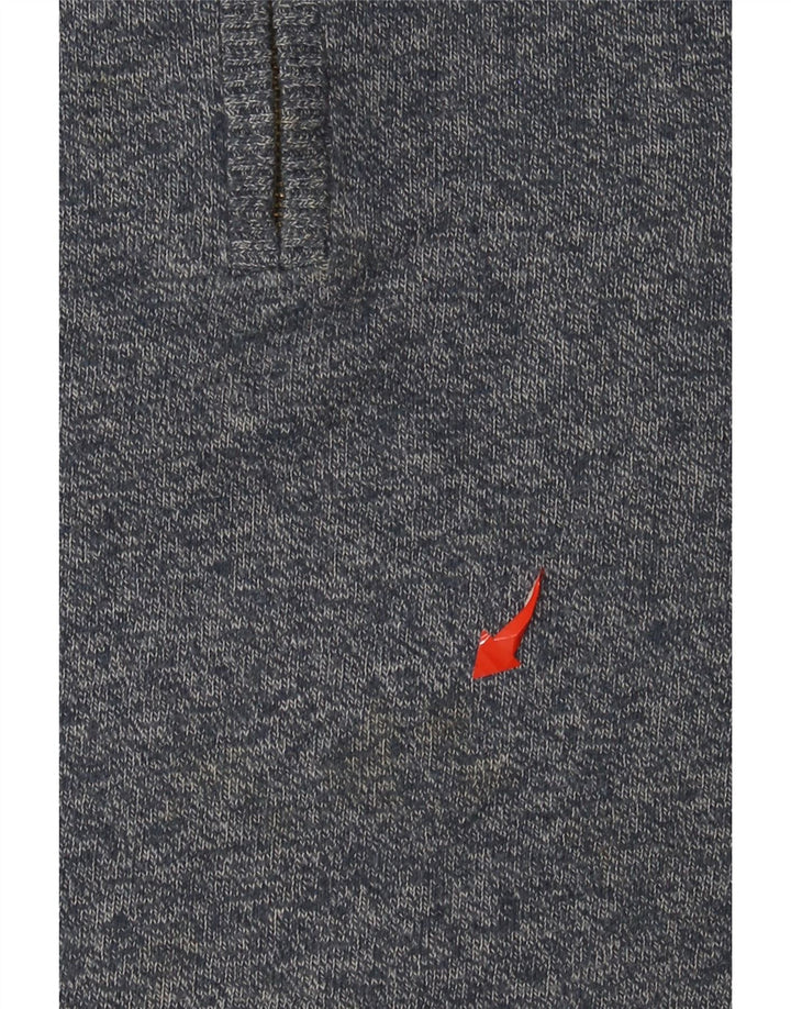 Fat Face Herre Zip Neck Jumper Sweater Medium Blue Flecked Bomuld Classic