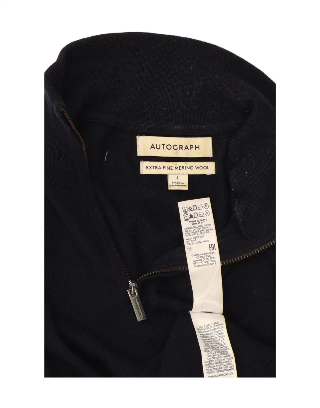 Marks & Spencer Herre sweater med lynlåshals Stor marineblå uld