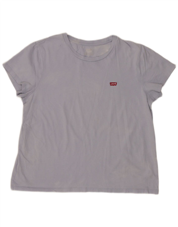 Levi's Dame T-Shirt Top UK 16 Stor Blå Bomuld