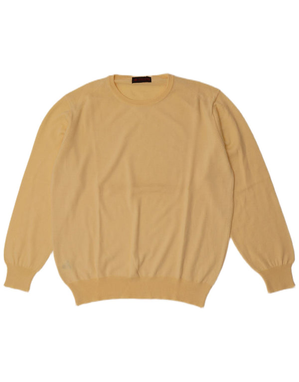 Il Granchio Herre Crew Neck Jumper Sweater Large Yellow Virgin Wool