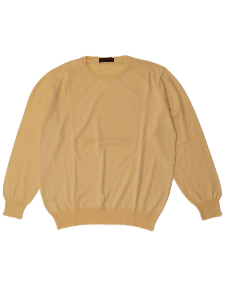 Il Granchio Herre Crew Neck Jumper Sweater Large Yellow Virgin Wool