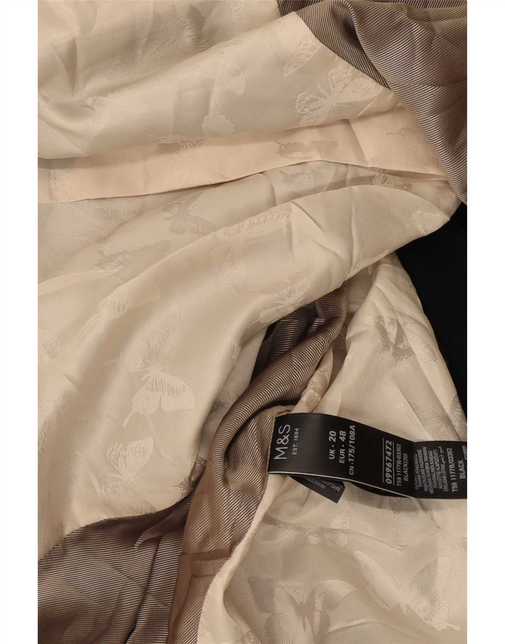 Marks & Spencer Dame 1 Knap Blazer Jakke UK 20 2XL Sort Polyester