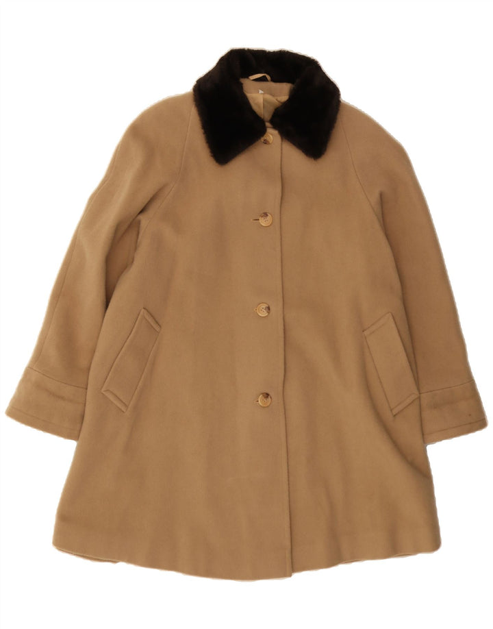 VINTAGE Womens Overcoat US 12 Large Beige Virgin Wool Vintage Vintage and Second-Hand Vintage from Messina Hembry 