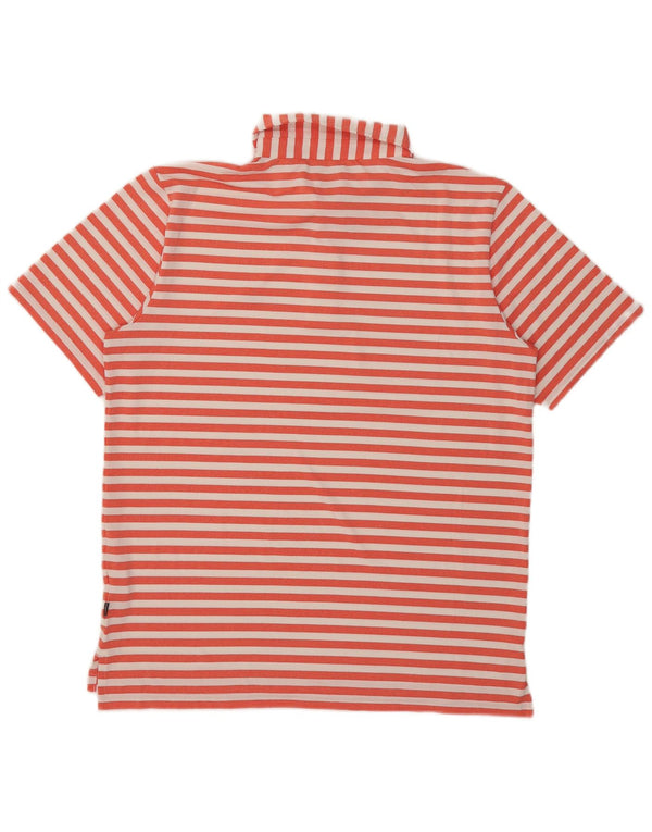 Calvin Klein Herre Golf Polo Shirt Medium Orange Stribet Polyester