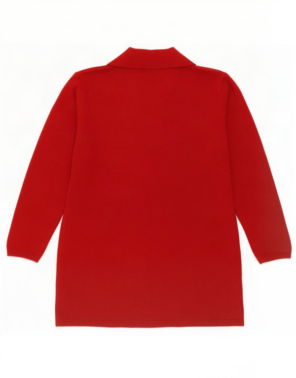 Zara Womens Longline Cardigan Sweater UK 16 Large Red Acryl