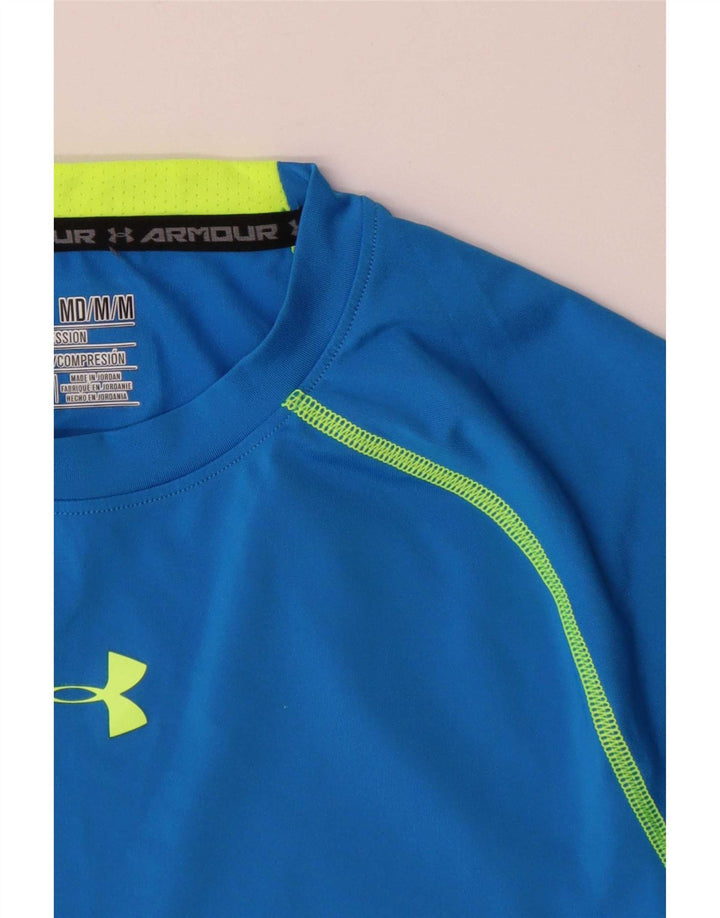 Under Armour Herre Heat Gear T-Shirt Top Medium Blue Polyester