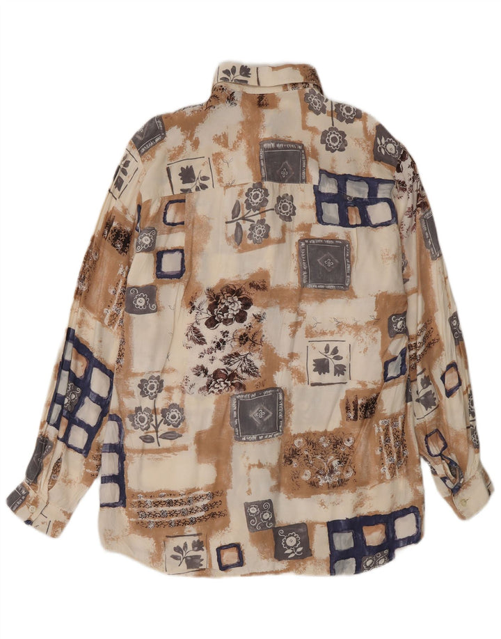 VINTAGE Womens Shirt UK 14 Large Brown Floral
