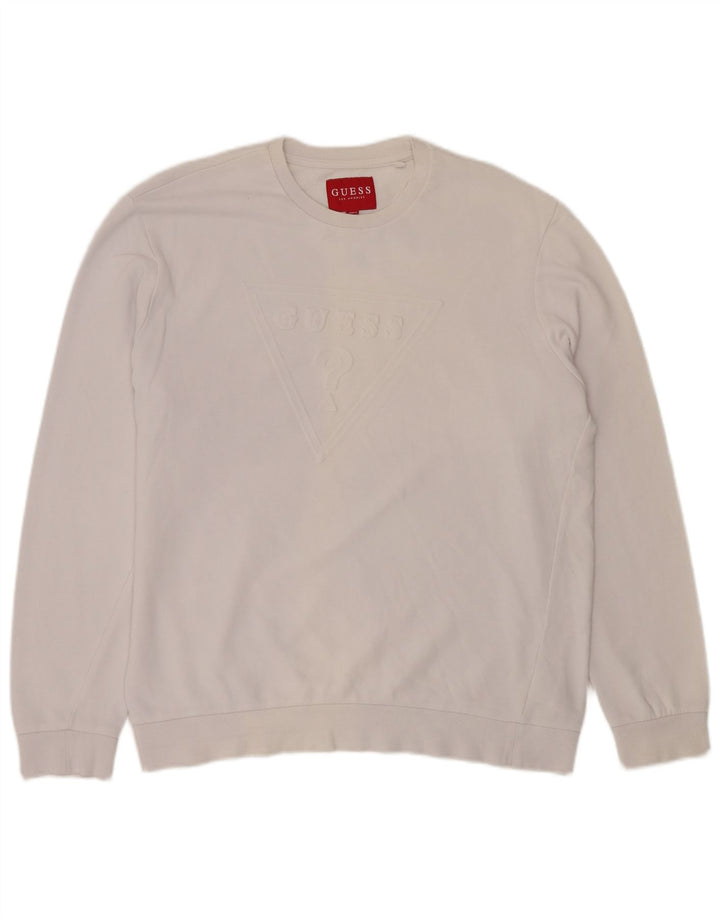 Guess Herre grafisk sweatshirt XL Off White Bomuld