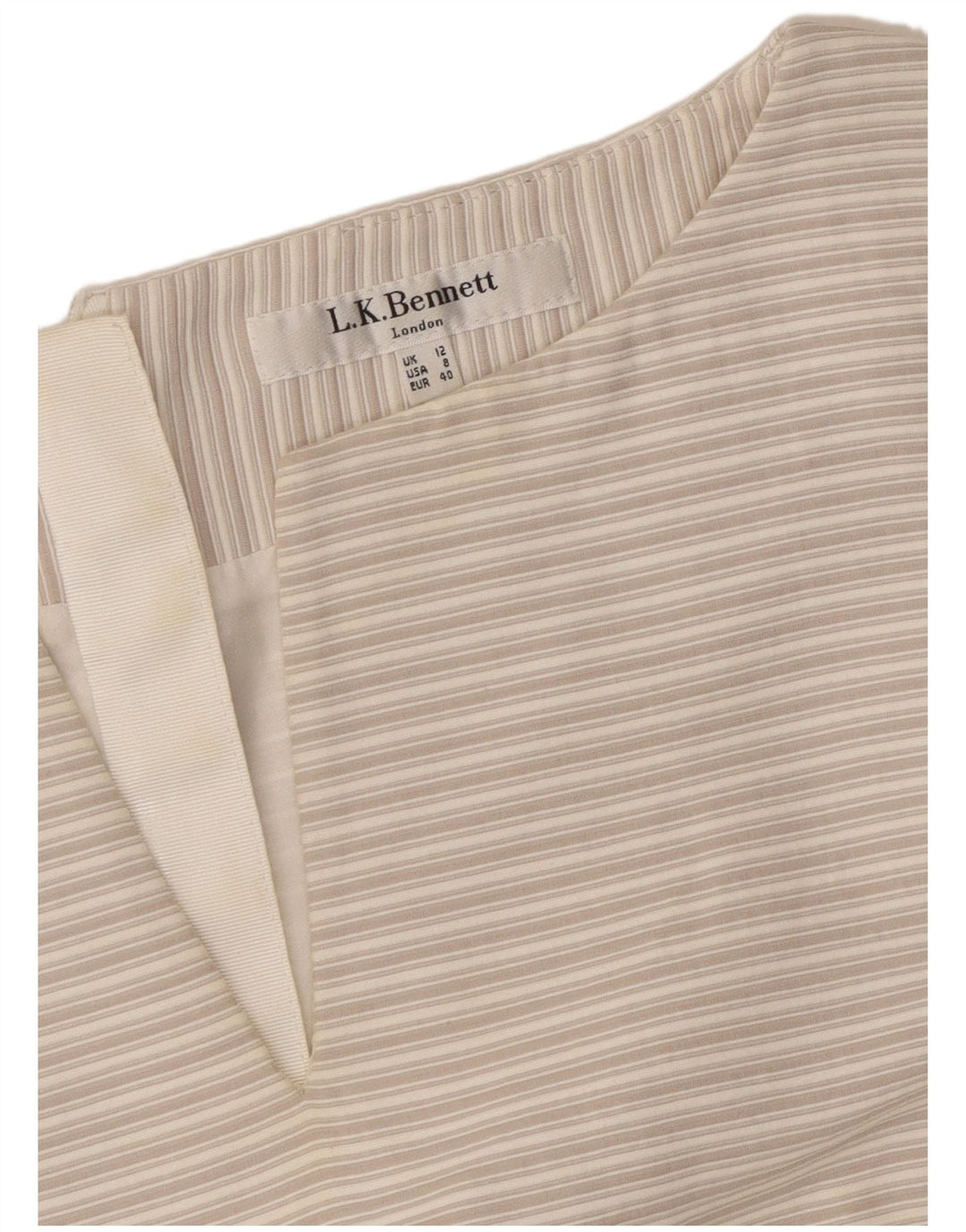 L.K. BENNETT Kvinders Ærmeløs Skede Kjole UK 12 Medium Grå Stribet