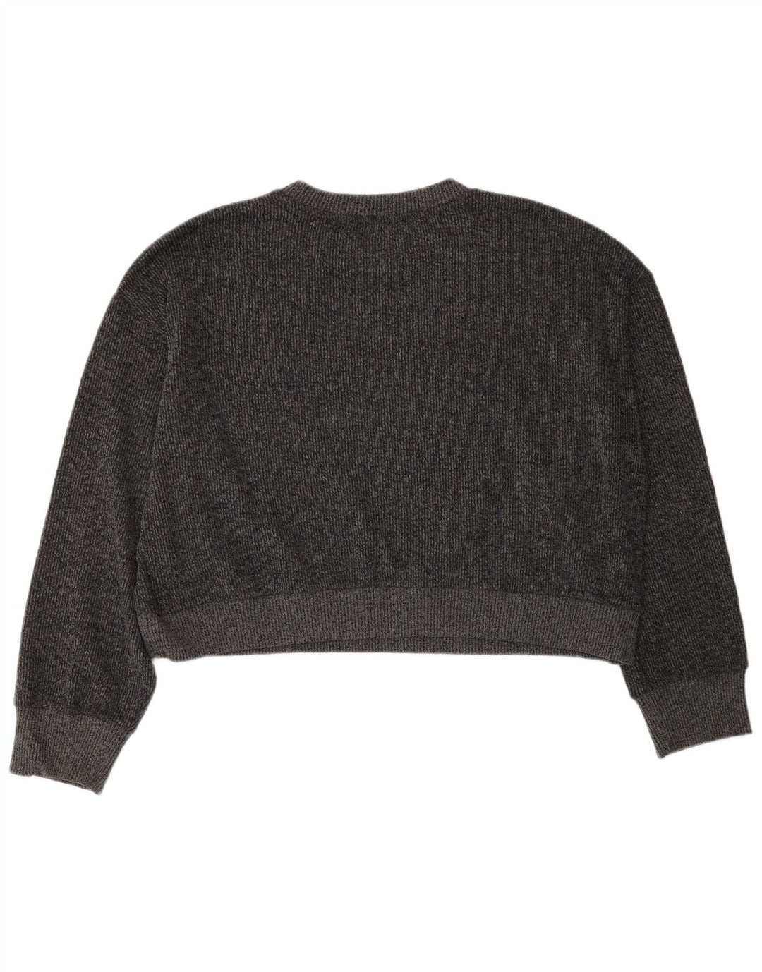Zara Womens Crop Oversized Crew Neck Jumper Sweater UK 16 Large Grey