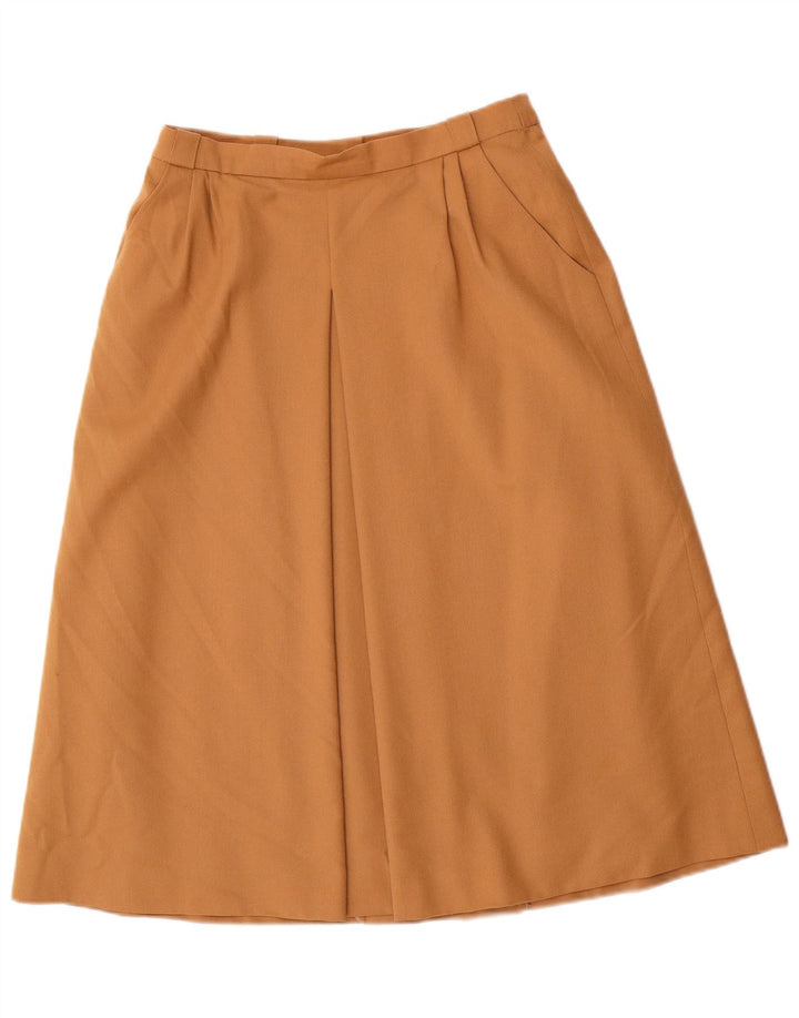 Vintage kvinders højtaljede A-linje nederdel EU 38 Medium W26 Brun Virgin Wool