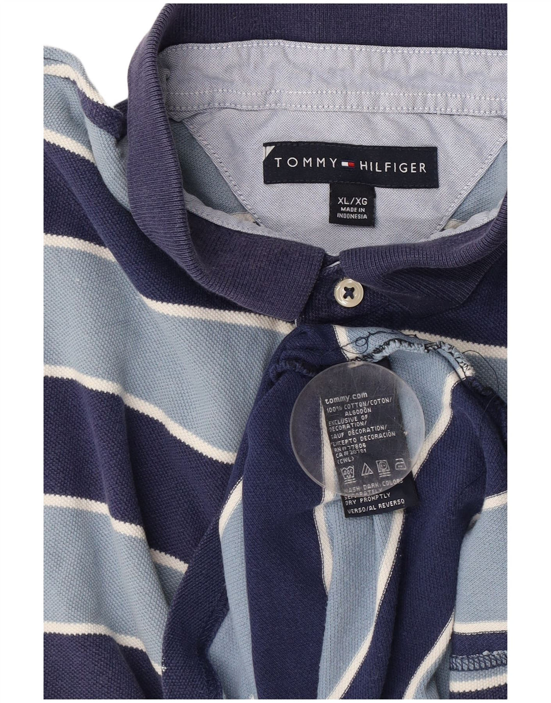Tommy Hilfiger Polo Shirt til mænd XL Marineblå stribet bomuld