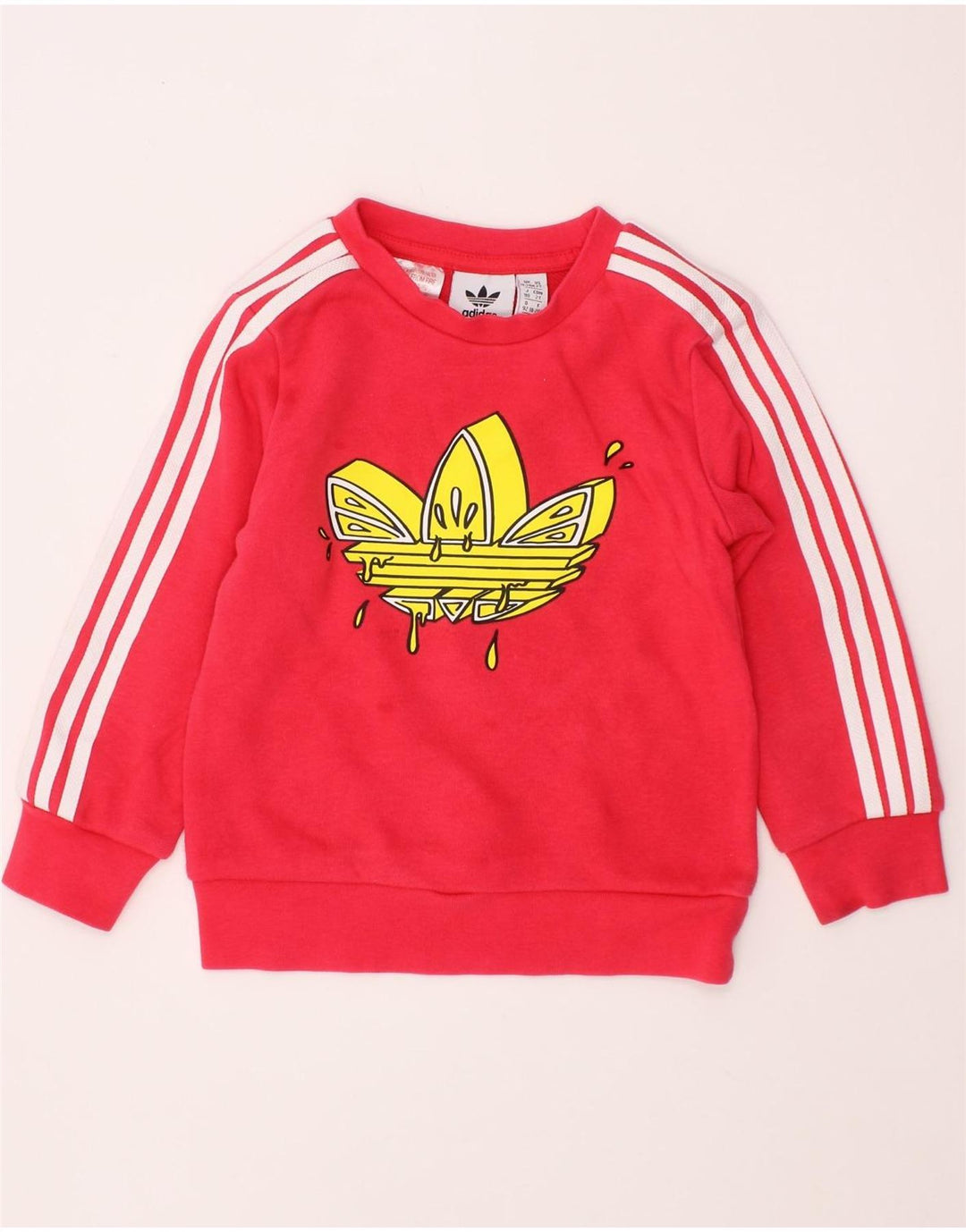 ADIDAS Baby Girls Grafisk Sweatshirt Jumper 18-24 måneder Pink Bomuld