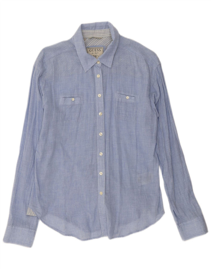 Guess Dameskjorte UK 14 Medium Blue Cotton