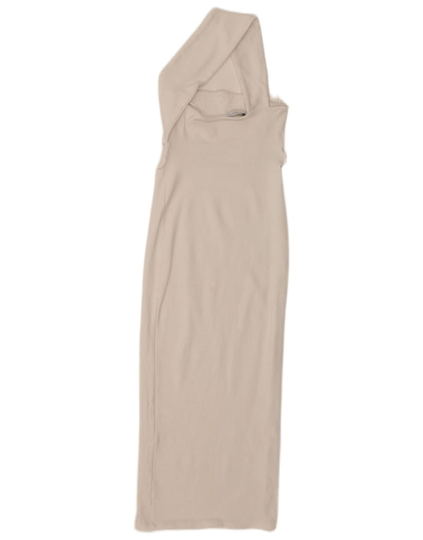 Zara Womens Cut Out One Shoulder Bodycon Dress UK 10 Small Off White Bomuld