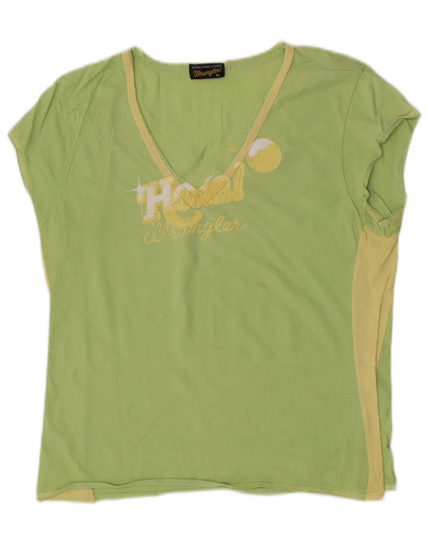 Wrangler Grafisk T-Shirt Top UK 18 XL Grøn Colourblock Bomuld