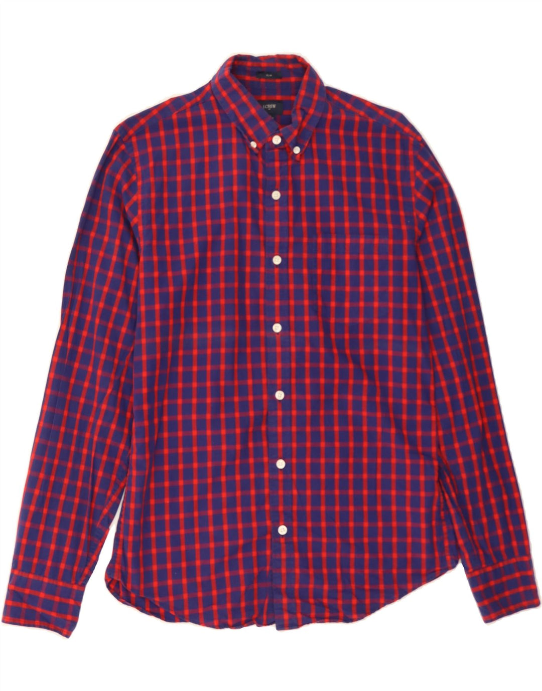 J. CREW Mens Slim Shirt Medium Navy Blue Check Cotton Vintage J. Crew and Second-Hand J. Crew from Messina Hembry 