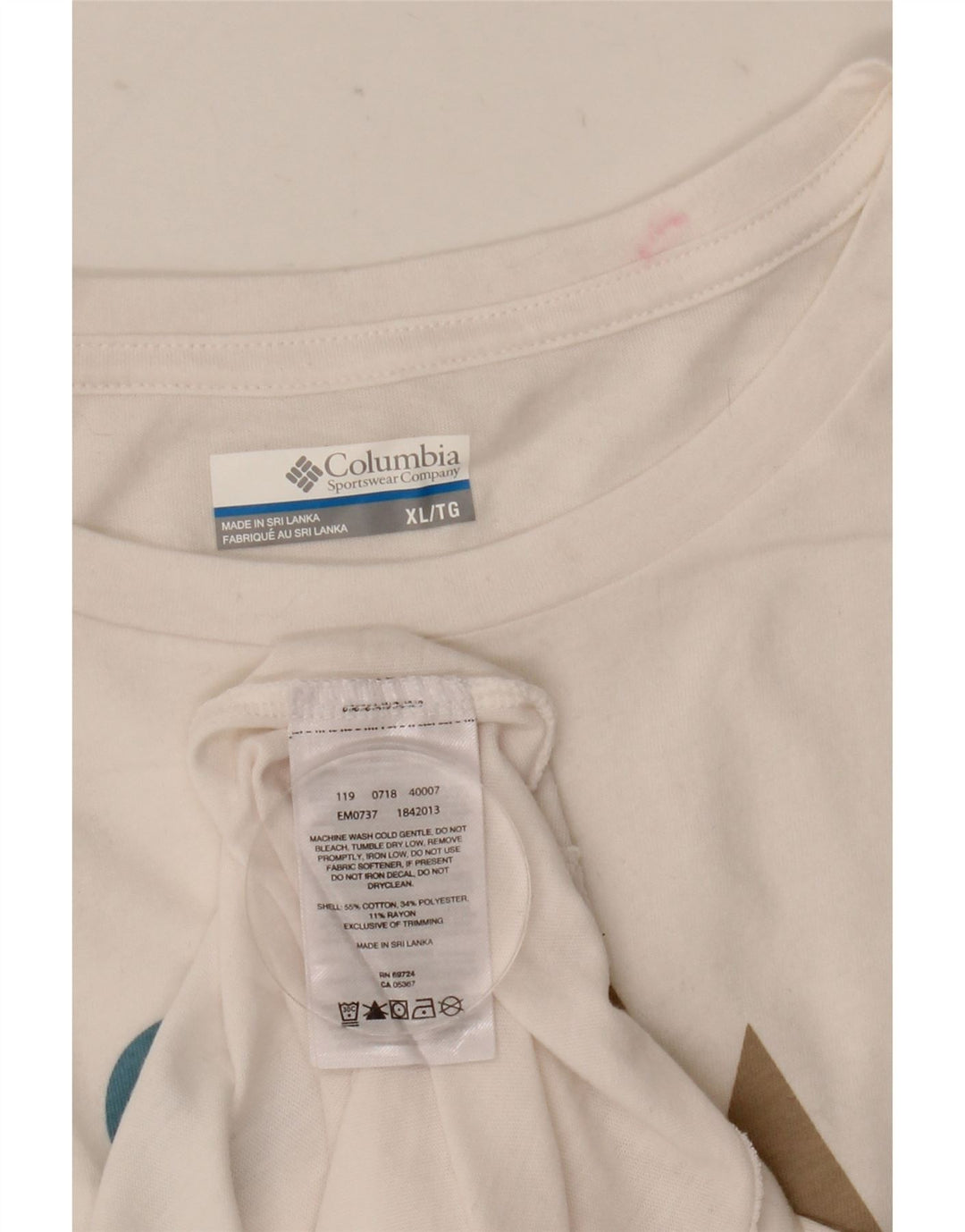 Columbia Herre Grafisk T-Shirt Top XL Hvid Bomuld