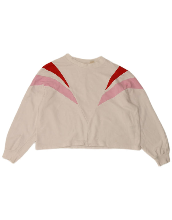 Levi's Womens Crop Sweatshirt Jumper UK 14 Medium White Colourblock