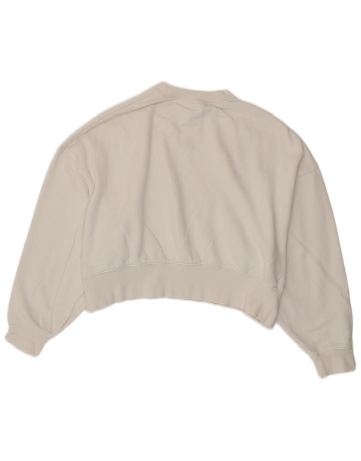 Nike Womens Oversized Crop Sweatshirt Jumper UK 14 Medium White Bomuld