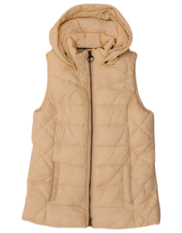 Barbour Womens Hooded Padded Gilet UK 10 Small Yellow Polyamide