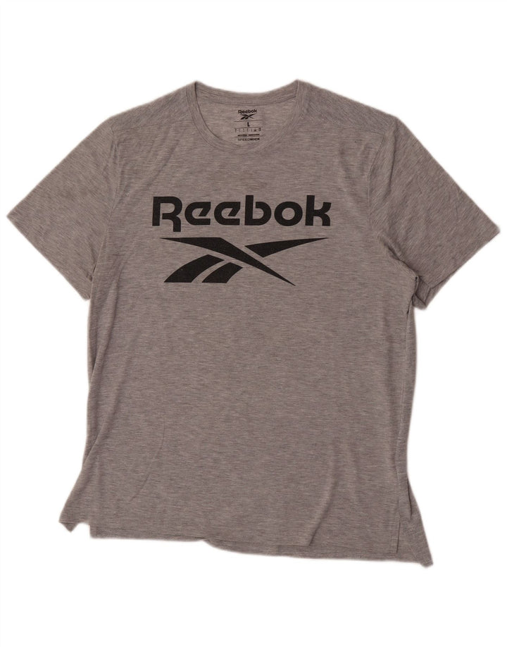 REEBOK Herre grafisk T-shirt Top Stor grå Flecked Polyester