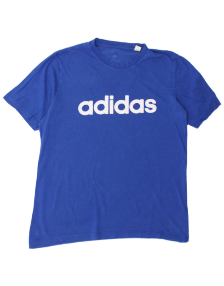 Adidas Grafisk T-shirt top mellemblå bomuld til mænd