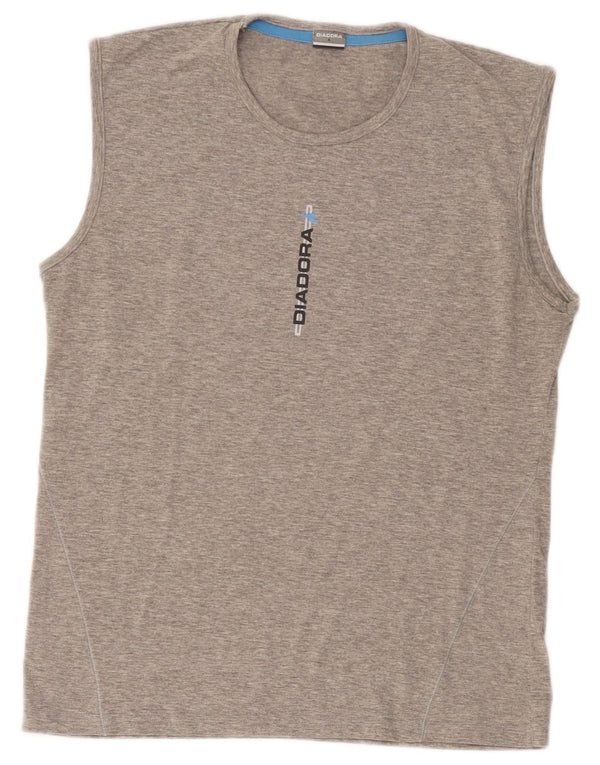 Diadora Herre Grafisk Vest Top Medium Grey Flecked