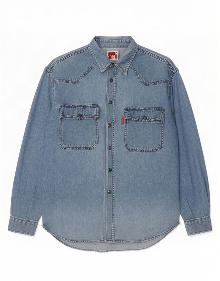 Casucci Denimskjorte til mænd, lille blå