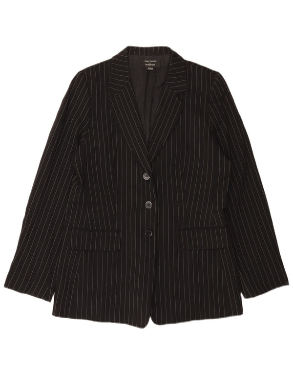 Marks & Spencer Dame Autograph Blazer Jacket UK 12 Medium Black Pinstripe