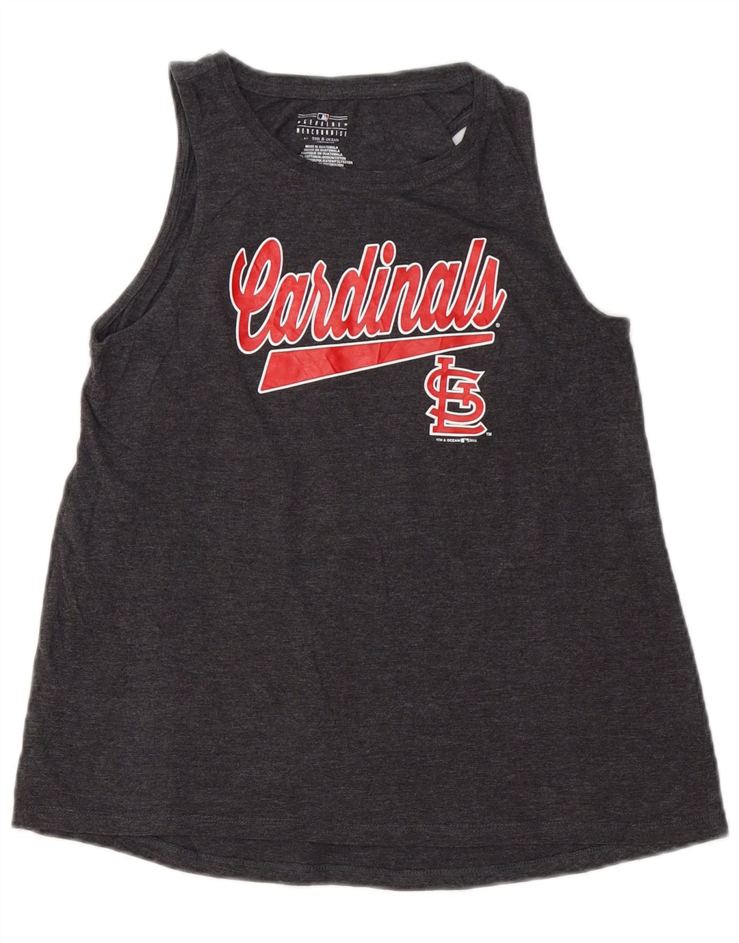 ÆGTE MERCHANDISE Dame Grafisk Vest Top UK 12 Medium Grå