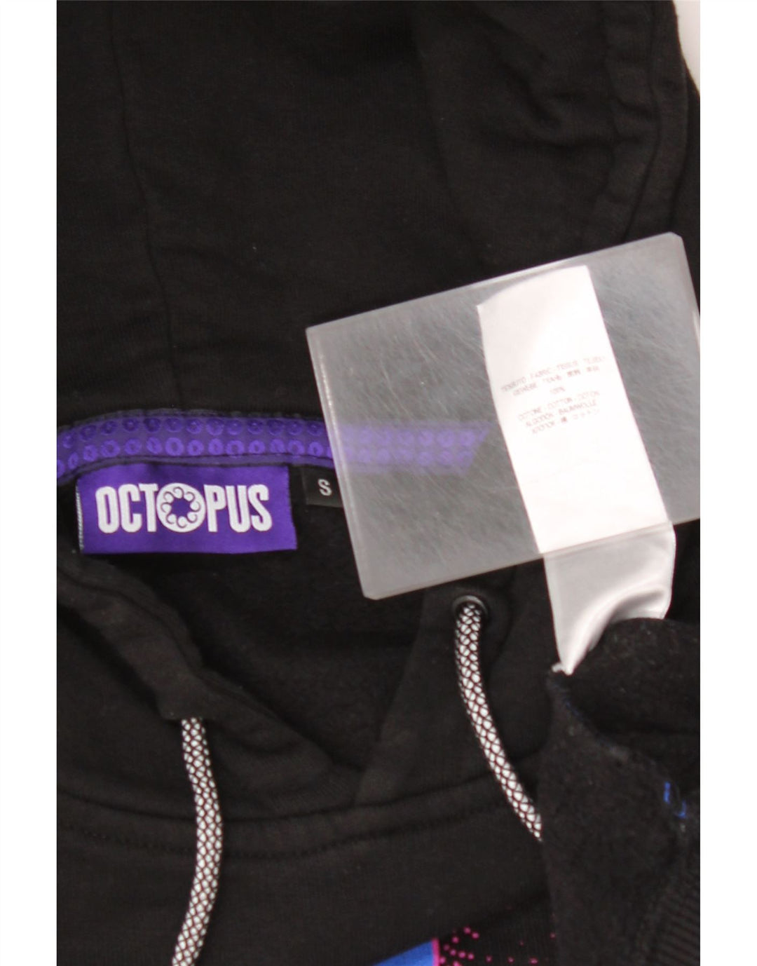 OCTOPUS Grafisk hættetrøje til mænd Small Black Colourblock Bomuld